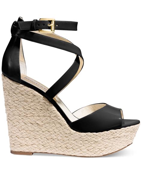 michael kors sandle wedges sale black|Michael Kors denim wedges.